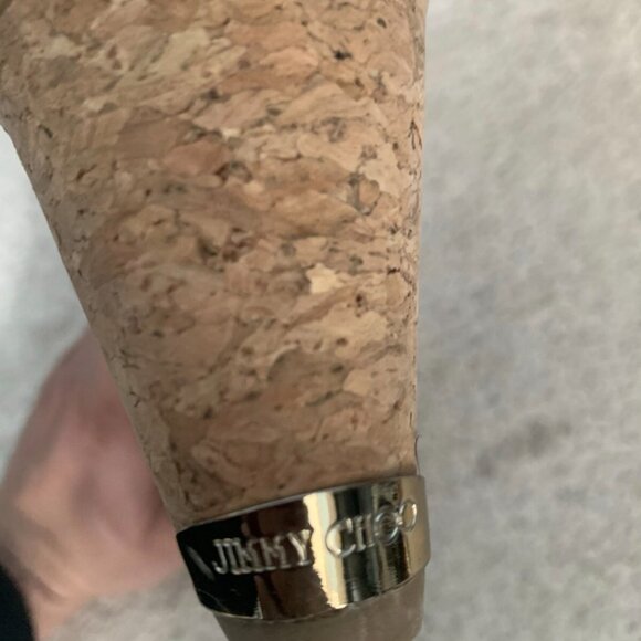 Jimmy Choo Beige Patent Leather Portia 120 Cork Heel Wedges - Picture 4 of 7